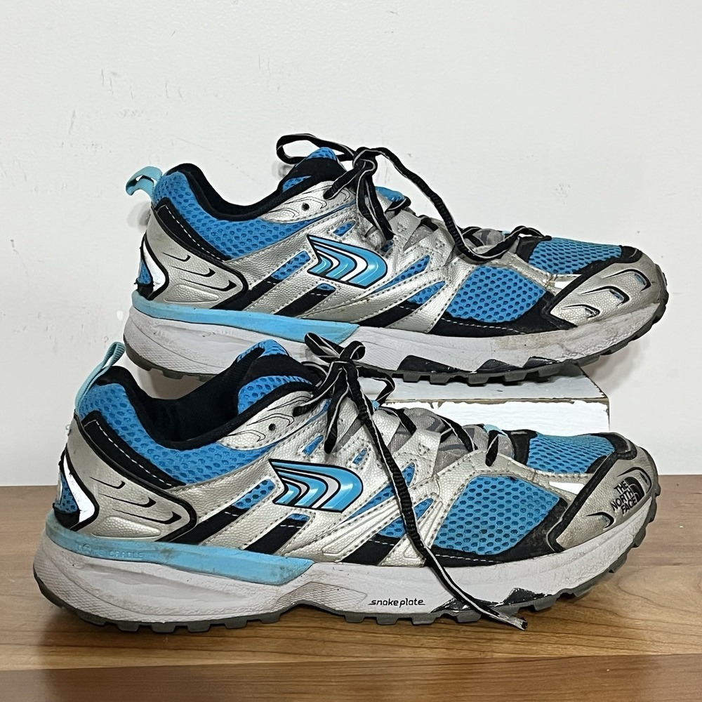 The North Face Single Track Womens Shoes Size 10 Blue & Silver‎ Snake Plate